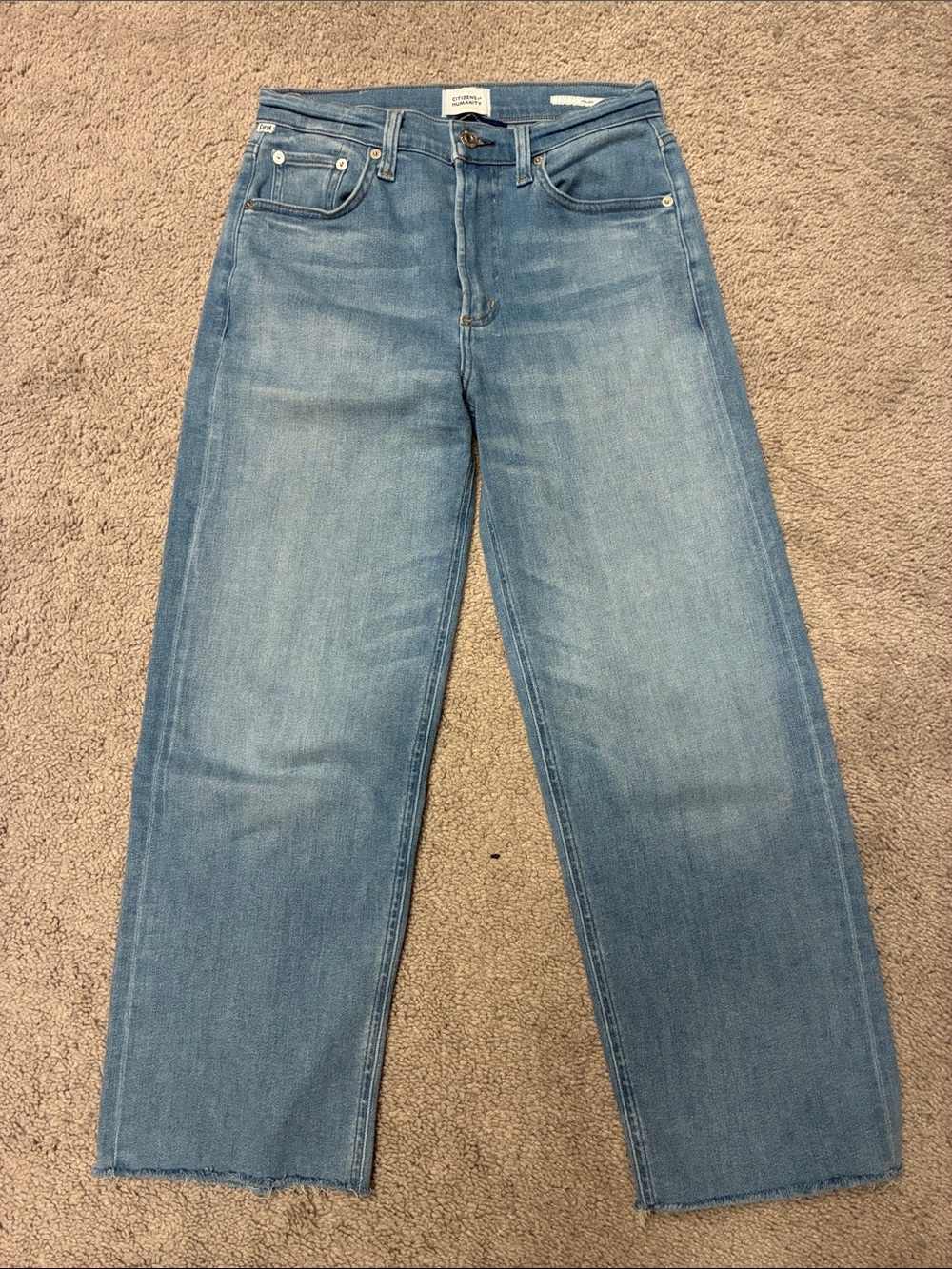 Citizens of Humanity Palma High Waist Raw Hem Straight Leg Jean